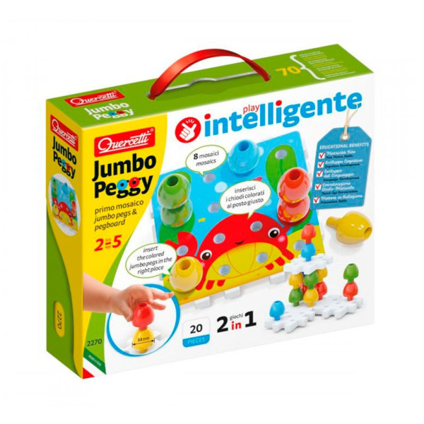 Розвиваючий набір мозаїки 2 в 1 Quercetti 2270-Q 16 фішок, 4 картки, 4 основи (2270-Q)