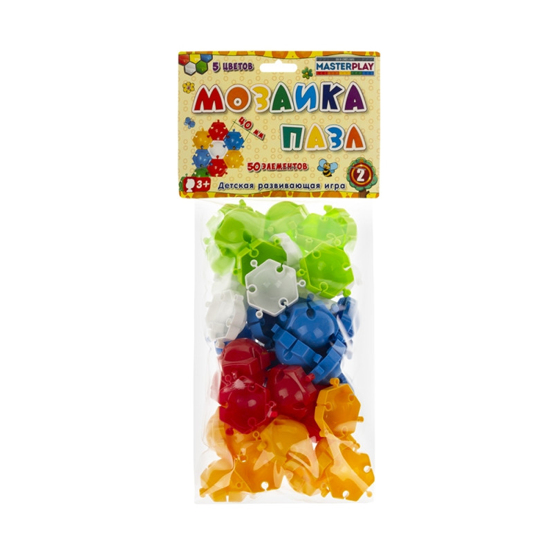 Дитяча мозаїка-пазл №2 1-143, 50 деталей Ø40мм