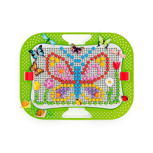 Творчий набір для занять мозаїкою Quercetti 0968-Q, 300 фішок, 16 фігурок, дошка (0968-Q)