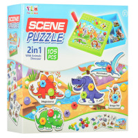 Дитяча розвиваюча мозаїка на шурупах з викруткою TLH-0, 105 деталей  Динозаври (TLH-08)