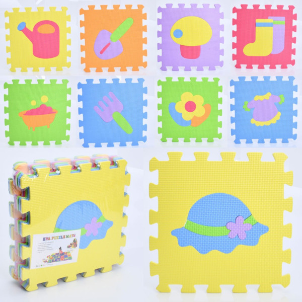 Дитячий килимок Мозаїка "Предмети" MR 1275, 9 деталей, EVA, 30х30 см (MR 1275)