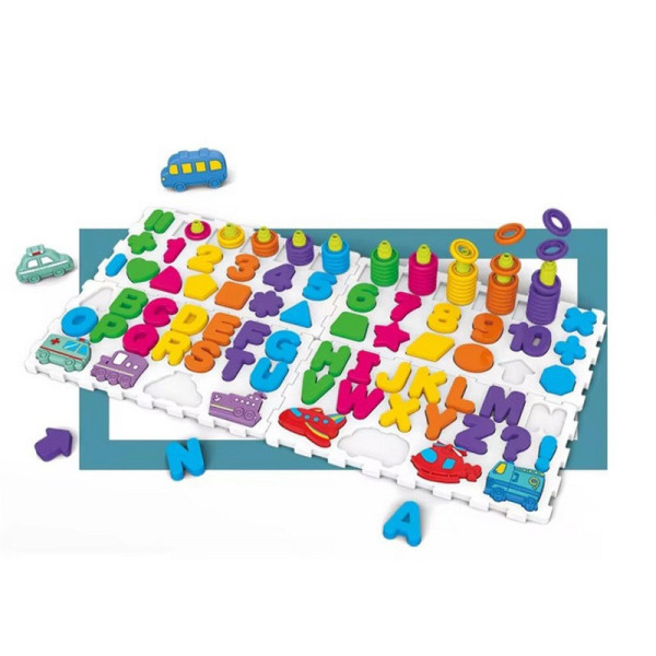 Розвиваюча гра "Логіка-вкладиш 4 в 1" DF80 цифри, букви, фігури, транспорт (DF80)