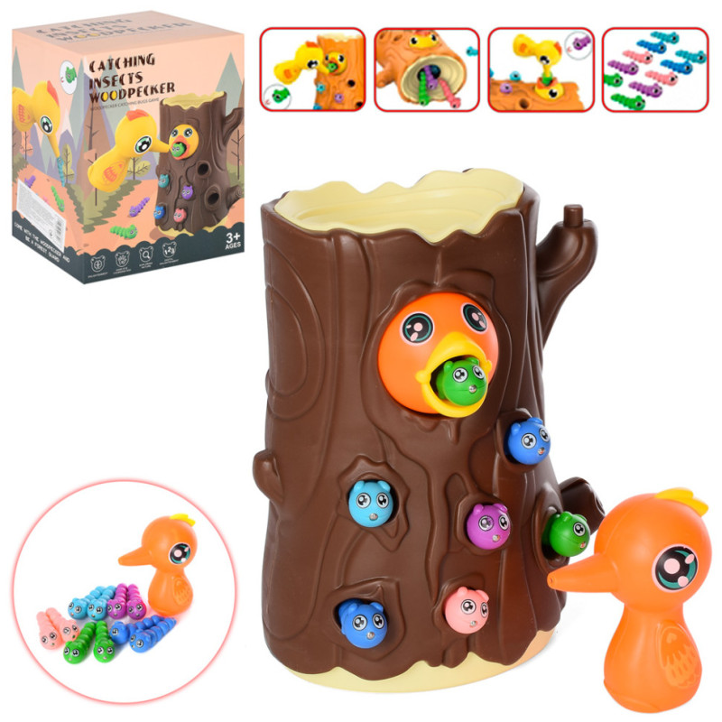 Магнитная игра BWN001 Накорми дятла, дерево, гусеницы 10 шт