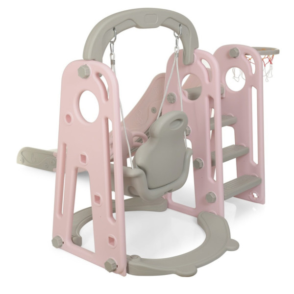 Дитяча гірка-гойдалка YG2020-1-8 пластик, з баскетбольним кільцем (YG2020-1-8)