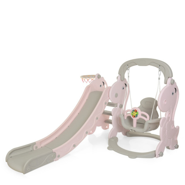 Дитяча гірка-гойдалка YG2020-2-8 пластик, з баскетбольним кільцем (YG2020-2-8)