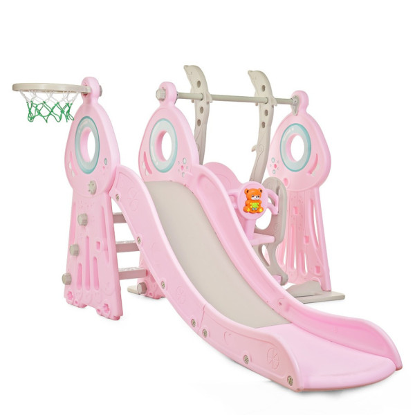 Детская горка-качель WM19011-8 пластик, с баскетбольным кольцом(WM19011-8)