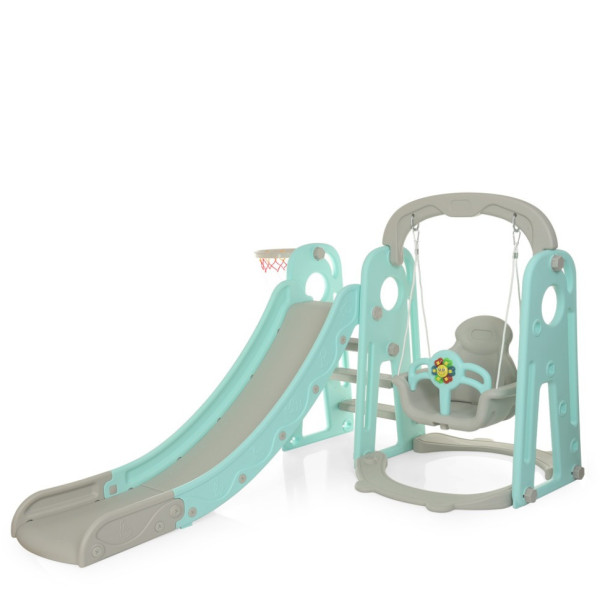 Дитяча гірка-гойдалка YG2020-1-4 пластик, з баскетбольним кільцем (YG2020-1-4)