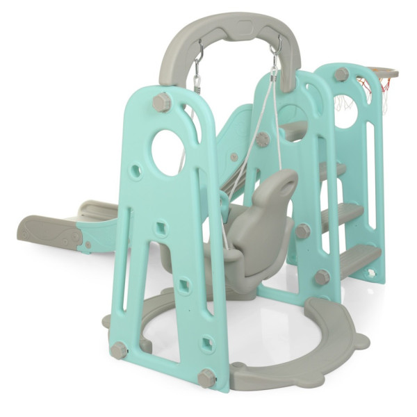 Дитяча гірка-гойдалка YG2020-1-4 пластик, з баскетбольним кільцем (YG2020-1-4)