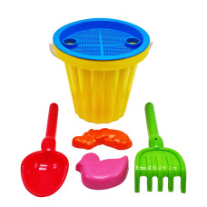 Песочный набор Большой Mtoys S0004 лопатка, грабли и две пасочки Желтый(S0004(Yellow))