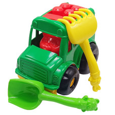 Детский песочный набор "Автобус-бусик" 0091 лопатка, грабли Зеленый(0091(Green))