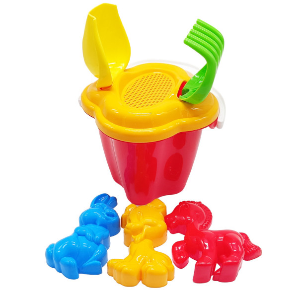 Набор для песочницы "Колокольчик №1" 0978 ведерко, лопатка, грабли Красный(0978(Red))