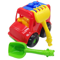 Дитячий пісочний набір "Автобус-бусік" 0091 лопатка, граблі Червоний (0091(Red))