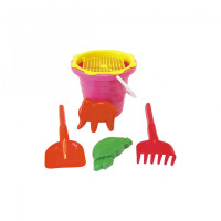 Песочный набор Большой Mtoys S0004 лопатка, грабли и две пасочки Розовый(S0004(Pink))