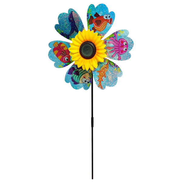 Детский ветрячок "Рыбы" МR 1225-2 цветок диаметром 28 см, палочка 48 см(МR 1225-2)