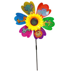 Детский ветрячок "Животные" МR 1225-3 цветок диаметром 28 см, палочка 48 см(МR 1225-3)