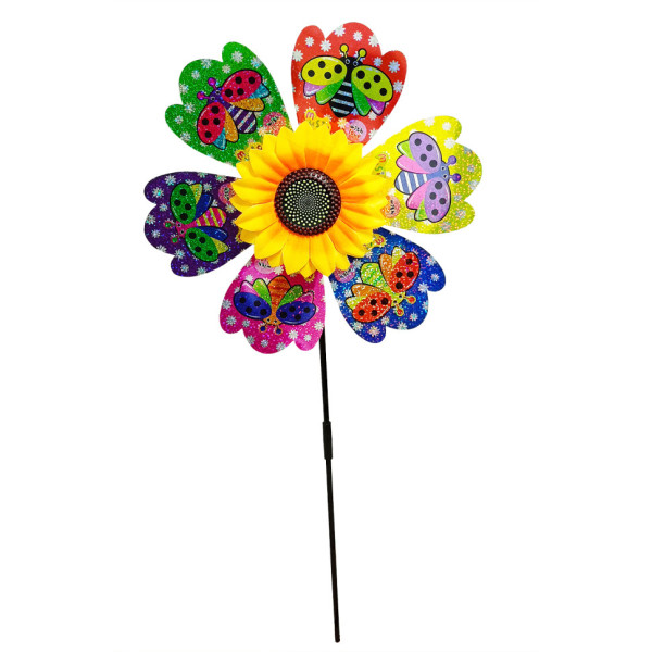 Детский ветрячок "Божья коровка" МR 1225-4 цветок диаметром 28 см, палочка 48 см(МR 1225-4)