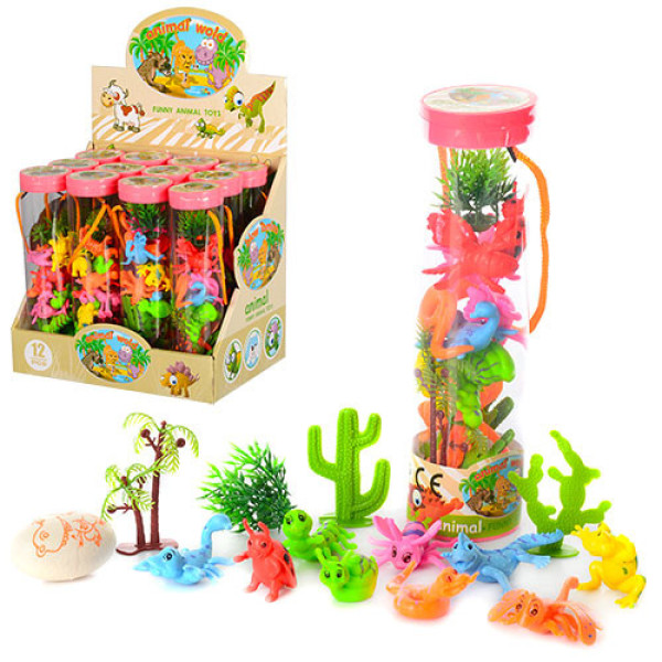 Детский набор животных в колбе Bambi 3801, 12 шт предметов