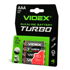 Батарейка лужна Videx LR03/AAA Turbo 4 шт BLISTER (Videx LR03/AAA*4 Turbo)
