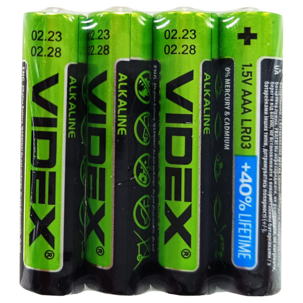 Батарейка щелочная Videx Alkaline Videx LR3 AAAx4, LR03/AAA блистер 4 штуки минипальчики блистер(Videx LR3 AAAx4)