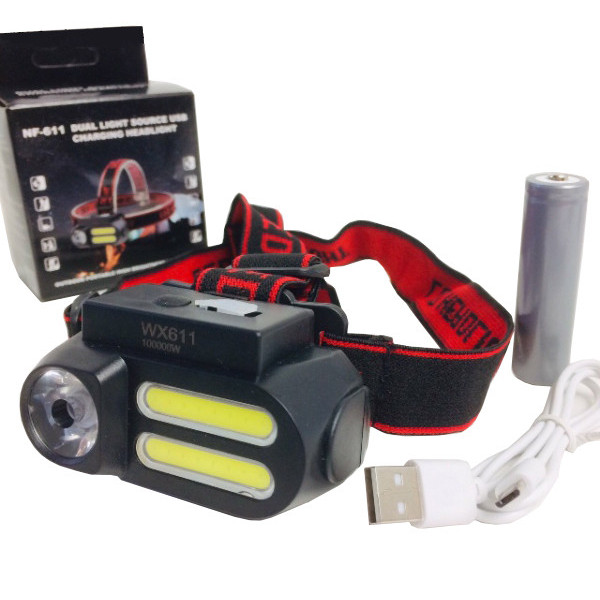 Налобный, Велосипедный фонарь Bailong BL-611-1LM+2COB (WX611)