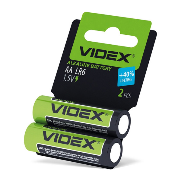 Батарейка щелочная Videx Alkaline LR06/AA блистер 2 штуки пальчики(Videx LR6 AAx2)