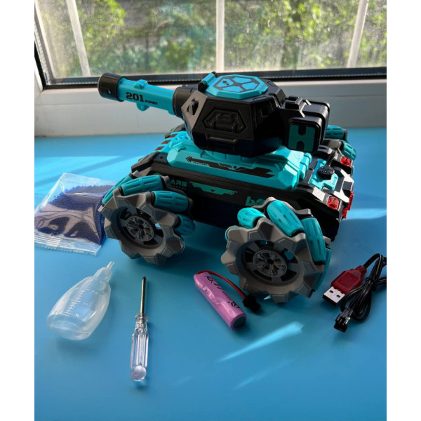 Танк на радіокеруванні KT907A(Turquoise) стріляє гелем, звук, світло (KT907A(Turquoise))