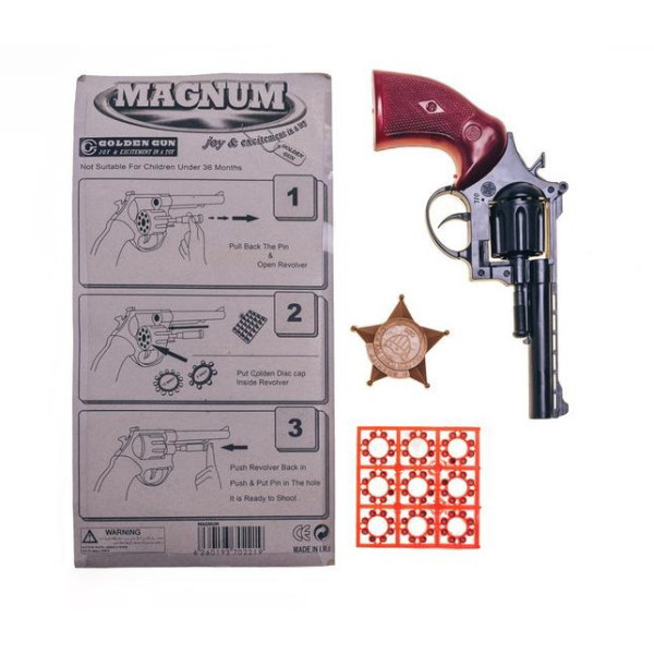 Игрушечный револьвер "Magnum" c пистонами 280GG с значком блистер