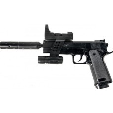 Іграшковий пістолет "Beretta 92 з глушником та лазарним прицілом" Galaxy G053A Пластиковий