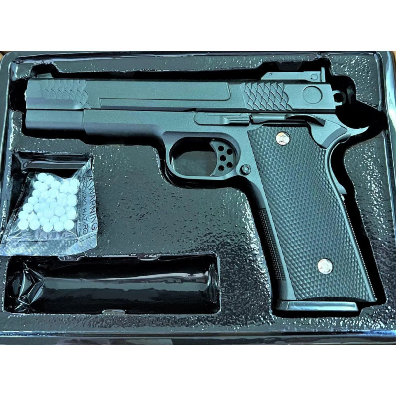 Детский пистолет на пульках "Браунинг (Browning HP)" Galaxy G20+ черный с кобурой