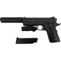 Дитячий пістолет на кульках "SIG Sauer 226" Galaxy G25A з ЛЦУ і глушником, метал, чорний