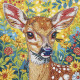 Алмазная мозаика "Олененок в цветах" BH034 неполная выкладка 25х25 см