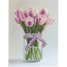 Алмазная мозаика "Тюльпаны в вазе" DM3001 с мольбертом 17x22.5 см