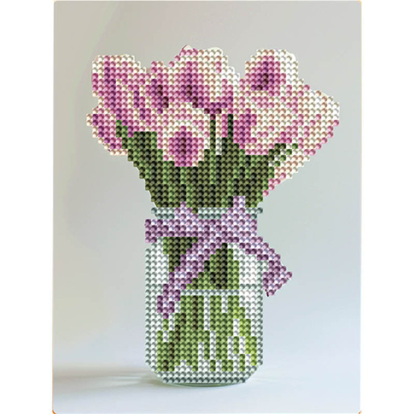 Алмазная мозаика "Тюльпаны в вазе" DM3001 с мольбертом 17x22.5 см