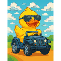 Алмазная мозаика с частичной выкладкой "Утка на машине" ©art_selena_ua AMV1207, 15х20 см