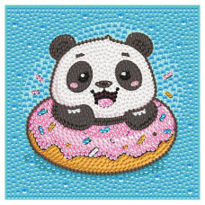 Алмазная мозаика "Панда донат" DM5006 с рамкой 15х15 см