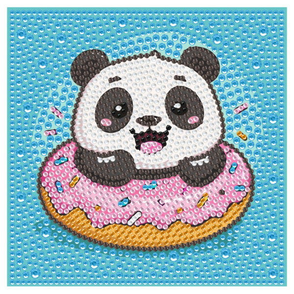 Алмазная мозаика "Панда донат" DM5006 с рамкой 15х15 см