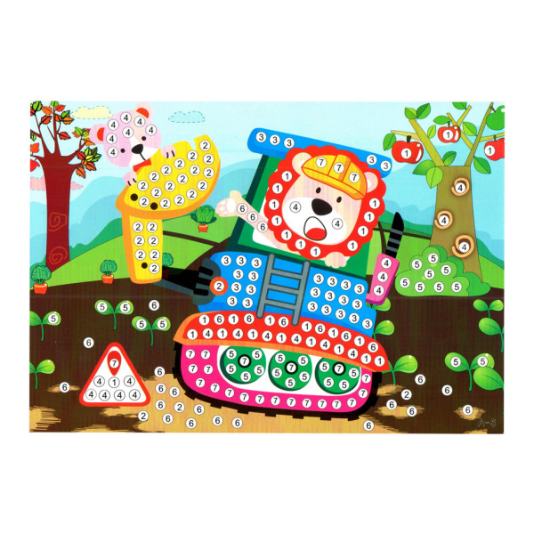 Детская мозаика по номерам "Строители" 13-127-10 разноцветные камушки