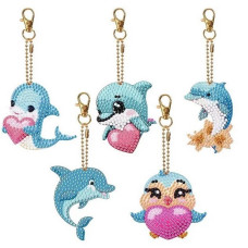 Набор брелков для алмазной мозаики "Дельфины" BR35 с инструментами 5 шт