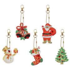 Набір брелків алмазна викладка "Новорічні" BR25, 5 шт, з інструментами (BR25)