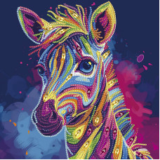 Алмазная мозаика "Яркая зебра" BH032 неполная выкладка 25х25 см