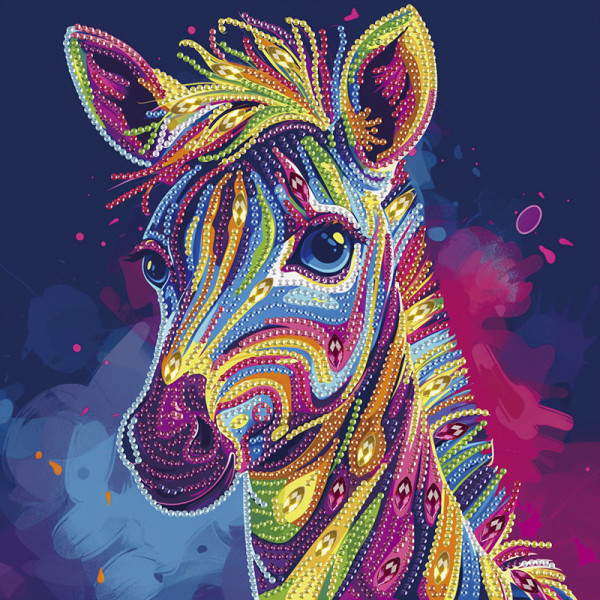 Алмазная мозаика "Яркая зебра" BH032 неполная выкладка 25х25 см