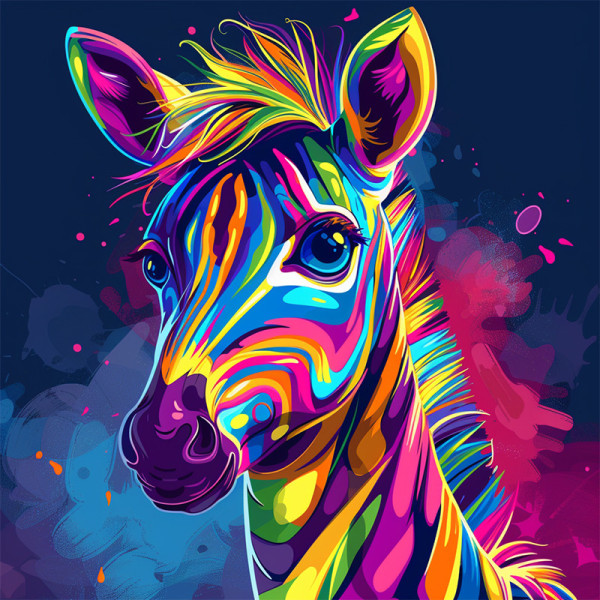 Алмазная мозаика "Яркая зебра" BH032 неполная выкладка 25х25 см