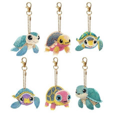 Набор брелков для алмазной мозаики "Черепашки" BR37 с инструментами 6 шт