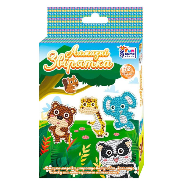 Набор для творчества Алмазные стикеры "Зверюшки" 20299, 12 шт