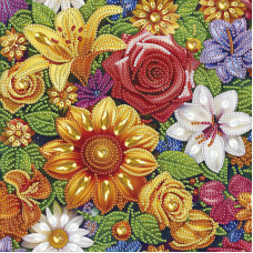 Алмазная мозаика "Цветочная нежность" BH028 неполная выкладка 25х25 см