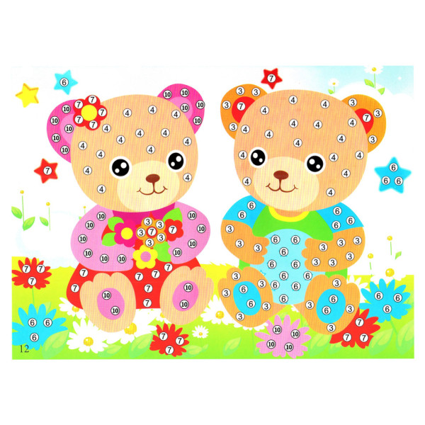 Детская мозаика по номерам "Медвежата" 13-126-5 разноцветные камушки
