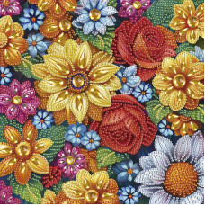 Алмазная мозаика "Цветочная коллекция" BH029 неполная выкладка 25х25 см
