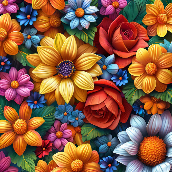 Алмазная мозаика "Цветочная коллекция" BH029 неполная выкладка 25х25 см