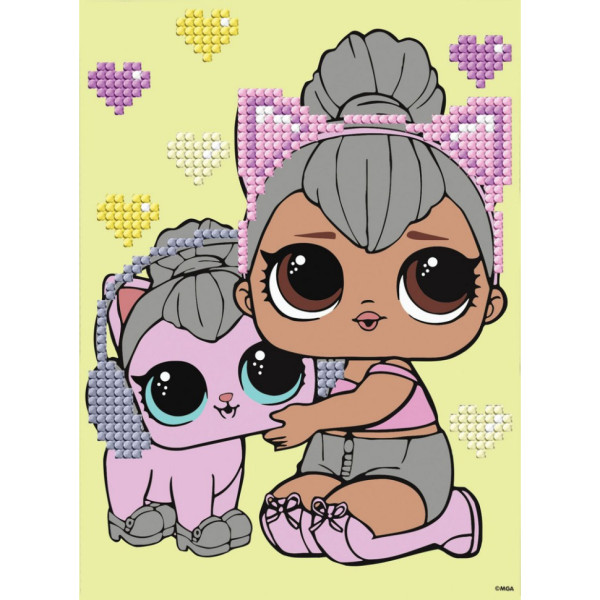 Алмазная мозаика "L.O.L. Surprise! Kitty Queen With Kitty Kitty" AML1206, 15x20 см