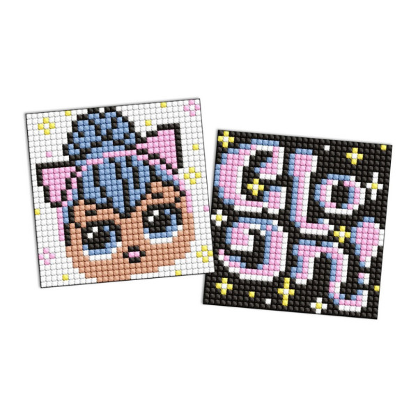 Алмазная мозаика "LOL Surprise! LOL и звездная надпись" AMG1115 на самоклеящейся основе 9x9 см